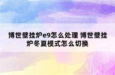 博世壁挂炉e9怎么处理 博世壁挂炉冬夏模式怎么切换